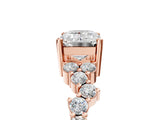 Rose gold Emerald Cut Diamond Cluster Pavé Band with Four-Prong Setting_8