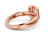 Rose gold Emerald Cut Diamond Double Halo Ring with Split Shank and Four-Prong Setting_15