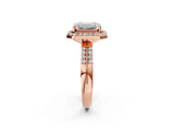 Rose gold Emerald Cut Diamond Double Halo Ring with Split Shank and Four-Prong Setting_17