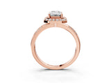 Rose gold Emerald Cut Diamond Double Halo Ring with Split Shank and Four-Prong Setting_18