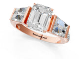 Rose gold Emerald Cut Diamond Engagement Ring with Baguette Side Stones and Channel Set Band_35