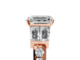 Rose gold Emerald Cut Diamond Engagement Ring with Baguette Side Stones and Channel Set Band_39