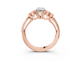 Rose gold Emerald Cut Diamond Engagement Ring with Bezel Set Round Side Stones and Prong Setting_65