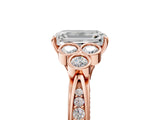 Rose gold Emerald Cut Diamond Engagement Ring with Bezel Set Round Side Stones and Prong Setting_67