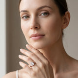 Rose gold Emerald Cut Diamond Engagement Ring with Bezel Set Round Side Stones and Prong Setting_75