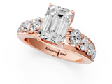 Rose gold Emerald Cut Diamond Engagement Ring with Pavé Band and Four-Prong Setting_16