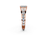 Rose gold Emerald Cut Diamond Engagement Ring with Pavé Band and Four-Prong Setting_17