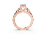 Rose gold Emerald Cut Diamond Engagement Ring with Pavé Band and Four-Prong Setting_18
