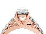 Rose gold Emerald Cut Diamond Engagement Ring with Pavé Band and Four-Prong Setting_19