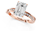 Rose gold Emerald Cut Diamond Engagement Ring with Side Stone Accents and Four-Prong Setting_74