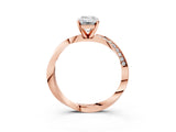 Rose gold Emerald Cut Diamond Engagement Ring with Side Stone Accents and Four-Prong Setting_76