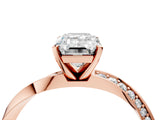 Rose gold Emerald Cut Diamond Engagement Ring with Side Stone Accents and Four-Prong Setting_77