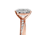 Rose gold Emerald Cut Diamond Engagement Ring with Side Stone Accents and Four-Prong Setting_78