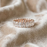 Rose gold Emerald Cut Diamond Eternity Band with Shared Prong Setting_136