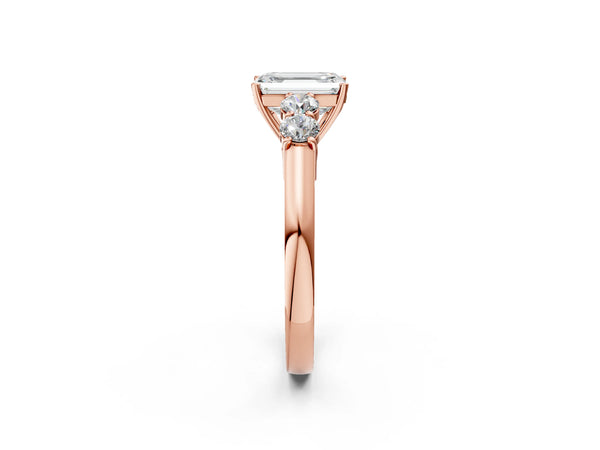 Rose gold Emerald Cut Diamond Five-Stone Prong Set White Gold Ring