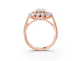 Rose gold Emerald Cut Diamond Floral Double Halo Engagement Ring with Prong Setting_30