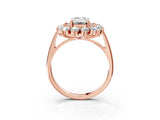 Rose gold Emerald Cut Diamond Floral Double Halo Engagement Ring with Prong Setting_66