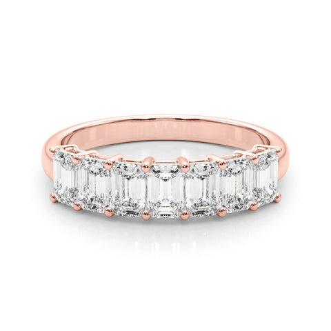 Rose gold Emerald Cut Diamond Half Eternity Band with Prong Setting 1