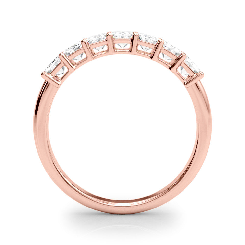 Rose gold Emerald Cut Diamond Half Eternity Band with Prong Setting 2