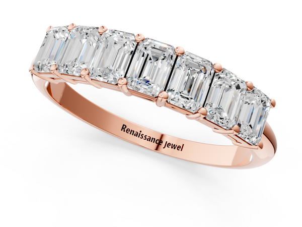 Rose gold Emerald Cut Diamond Prong-Set Half Eternity Band