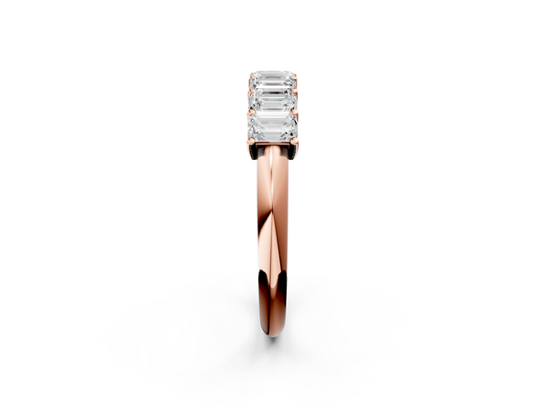 Rose gold Emerald Cut Diamond Prong-Set Half Eternity Band