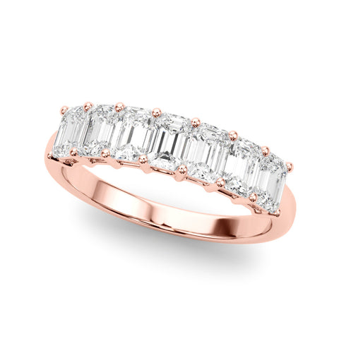 Rose gold Emerald Cut Diamond Half Eternity Band with Prong Setting