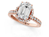Rose gold Emerald Cut Diamond Halo Pave Band with Four-Prong Setting_4