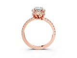 Rose gold Emerald Cut Diamond Halo Pave Band with Four-Prong Setting_6