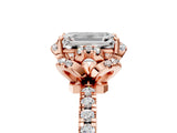Rose gold Emerald Cut Diamond Halo Pave Band with Four-Prong Setting_8