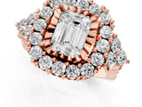 Rose gold Emerald Cut Diamond Halo Ring with Pavé Band and Four-Prong Setting_42