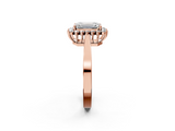 Rose gold Emerald Cut Diamond Halo Ring with Round Brilliant Halo and Solitaire Band_106