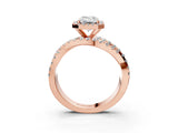 18K Rose Gold 10.02 Carat F VVS2 Emerald Diamond Halo Ring with Round Split Shank and Prong Setting