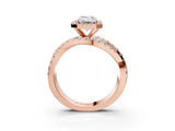 Rose gold Emerald Cut Diamond Halo Ring with Round Split Shank and Prong Setting_39
