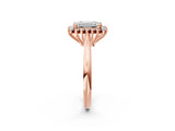 Rose gold Emerald Cut Diamond Halo Ring with Solitaire Band and Prong Setting_72
