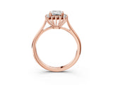Rose gold Emerald Cut Diamond Halo Ring with Solitaire Band and Prong Setting_73