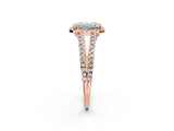 Rose gold Emerald Cut Diamond Halo Split Shank Engagement Ring_63