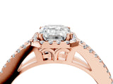 Rose gold Emerald Cut Diamond Halo Split Shank Engagement Ring_65