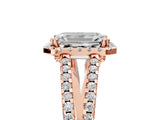 Rose gold Emerald Cut Diamond Halo Split Shank Engagement Ring_66