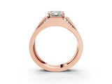 14K Rose Gold 2.00 Carat E VVS1 Emerald Cut Diamond Mens Ring with Baguette Side Stones