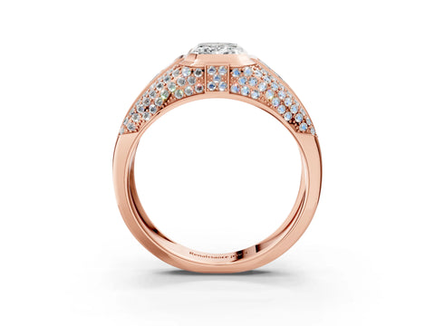 Rose gold Emerald Cut Diamond Mens Ring with Side Stones_27