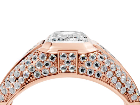 Rose gold Emerald Cut Diamond Mens Ring with Side Stones_28