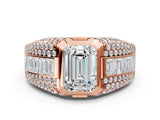 Rose gold Emerald Cut Diamond Mens Ring with Side Stones_36