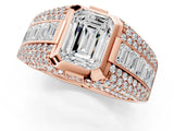 Rose gold Emerald Cut Diamond Mens Ring with Side Stones_37