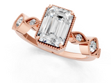 Rose gold Emerald Cut Diamond Milgrain Marquise Band with Prong Setting_4
