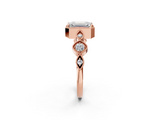 Rose gold Emerald Cut Diamond Milgrain Marquise Band with Prong Setting_5