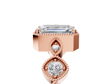 Rose gold Emerald Cut Diamond Milgrain Marquise Band with Prong Setting_8