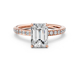 Rose gold Emerald Cut Diamond Pavé Band Ring with Four-Prong Setting_40