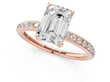 Rose gold Emerald Cut Diamond Pavé Band Ring with Four-Prong Setting_41