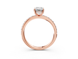 Rose gold Emerald Cut Diamond Pavé Band Ring with Four-Prong Setting_43