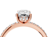 Rose gold Emerald Cut Diamond Pavé Band Ring with Four-Prong Setting_44